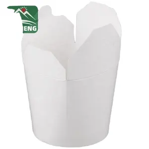 環境にやさしい生分解性の正方形の丸いクラフト紙食品容器ヌードルボックス