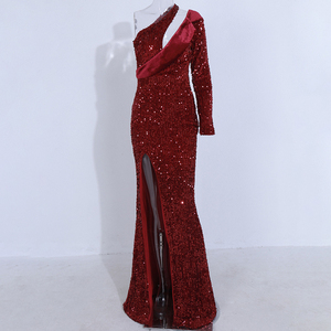Luxury <strong>Black</strong> One Shoulder Sexy Arabic <strong>Evening</strong> <strong>Dress</strong> Custom Wedding <strong>Dress</strong> <strong>Plus</strong> <strong>Size</strong> Sequin <strong>Dress</strong> - Product Image 6