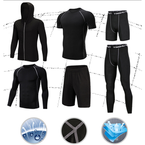 Conjunto de Gimnasio Profesional con precio al por mayor, mono de compresión ajustado para hombre, trajes de 6 piezas, ropa deportiva de compresión con logotipo personalizado - Product Image 6