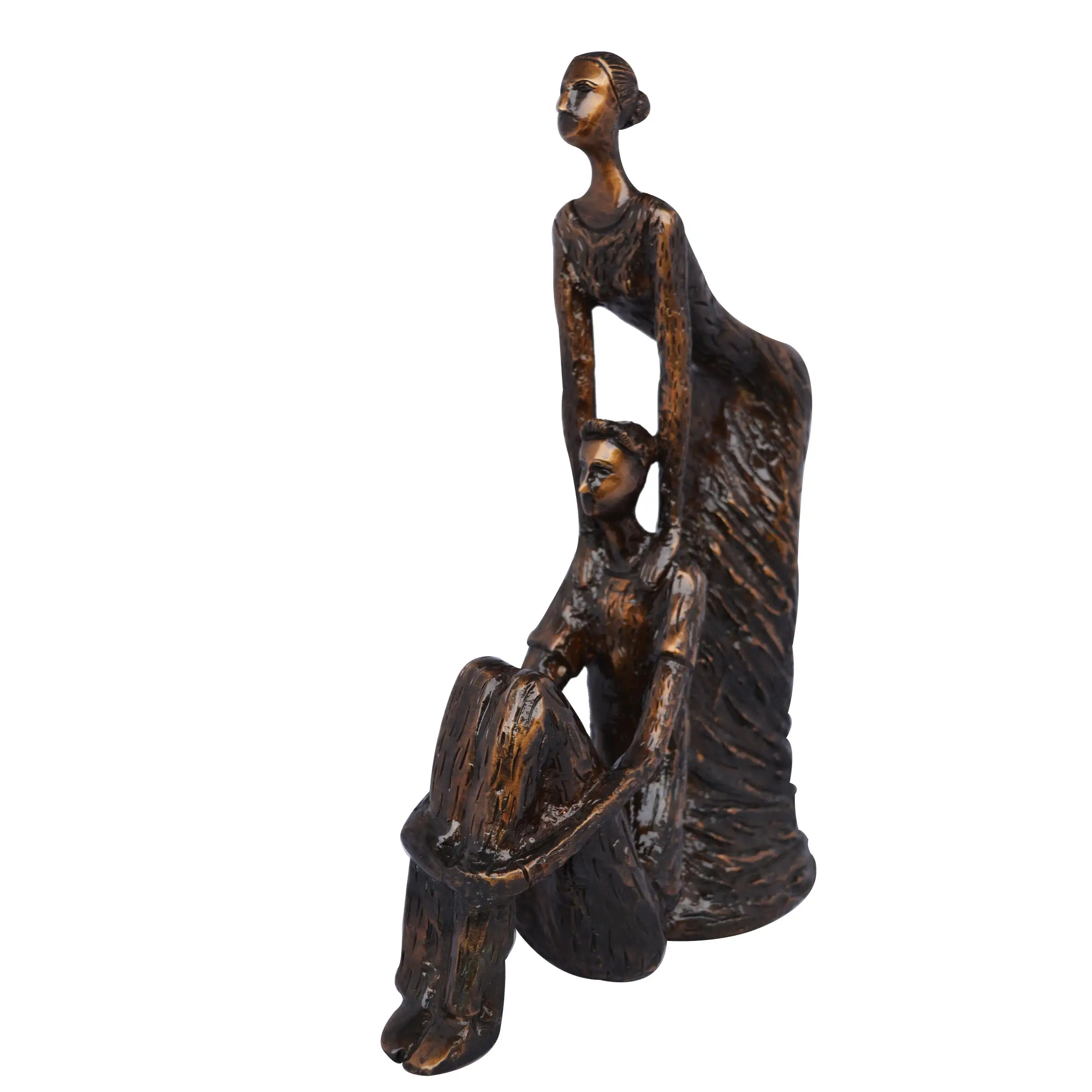 Metalen Standbeeld Huisdecoratie Messing Figuur Sculptuur Bas Dame Met Man Standbeeld Met Antieke Afwerking