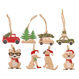 YQ-1211 Ornements de Noël <span class=keywords><strong>en</strong></span> <span class=keywords><strong>bois</strong></span> pour chien, décorations suspendues pour <span class=keywords><strong>arbre</strong></span>, petits chiens, animaux de compagnie - Product Image 1