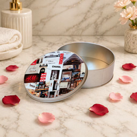 Boîte en étain ronde personnalisée pour desserts, en métal de qualité alimentaire, pour dattes, baklava, biscuits, gâteaux, emballage cadeau décoratif