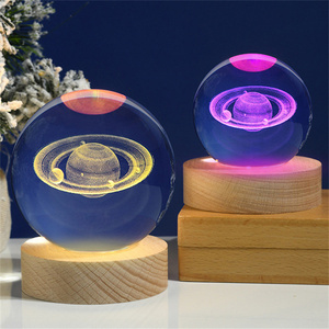 Base de lámpara de luz LED de madera luminosa USB de 5V, pantalla de objeto transparente de cristal, Soporte redondo, Base de madera para decoración artística de Bar - Product Image 3