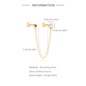 Pendientes CANNER S925 de Plata de Ley Chapada en Oro con Circonita Trapezoidal y Cadena Plana para Fiestas - Product Image 6