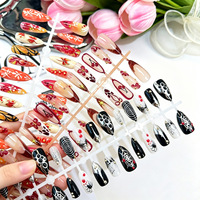 Faux ongles faits main en ABS, style gothique sombre, design Y2K Spicy Girl, pour les doigts, forme cercueil longue