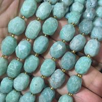 Pierre naturelle bleue Amazonite 10x14mm facettée irrégulière en forme de riz pour la confection de bijoux et vêtements de mode, environ 21-24 pièces/brin