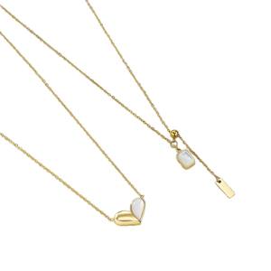 Joyería de moda para mujer, collar con colgante geométrico de concha en forma de corazón de PVD chapado en oro de 18 quilates de acero inoxidable, múltiples estilos - Product Image 6