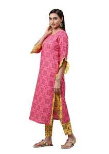 Élégant motif floral rayonne Kurta & pantalon ensemble pour femmes vêtements ethniques pour femmes pour les sorties décontractées et les festivals Occasions spéciales - Product Image 3