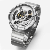 Montres en acier étanches avec cadran squelette et calendrier, mouvement japonais similaire, conception d'usine et personnalisation par lots pour la marque des clients