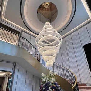 Lustre suspendu LED moderne de luxe en acier inoxydable à plusieurs niveaux, angle de faisceau 360°, garantie 2 ans, pour villa, escalier haut - Product Image 2