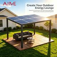 Pergola solaire électrique BIPV avec télécommande, panneau photovoltaïque, pergola rétractable en aluminium électrique avec éclairage LED