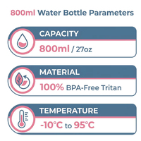 Bouteille d'eau de sport Tritan personnalisée avec logo, 800 ml, anti-fuite, pour la salle de sport, l'entraînement, le fitness, portable, avec sangle, sans BPA, OEM, robuste, écologique