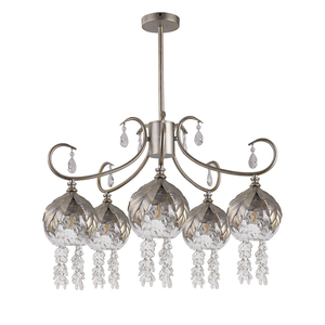 PP24011-5 Nouvelle lampe suspendue décorative en verre et métal doré brossé argenté 5*E26/E27 110-240V Ampoules incandescentes - Product Image 2