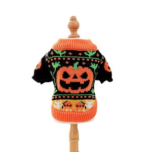 Gilet pull pour animaux de compagnie, motif citrouille d'Halloween, en polyester, costume pour chien et chat, vêtements d'automne et d'hiver, chauds et confortables, à porter en toutes saisons - Product Image 5