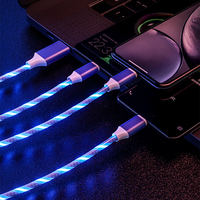 Câble de charge lumineux pour téléphone portable à marque privée, cordon de chargeur, fil pour Samaung LED Micro USB Type C pour Iphone