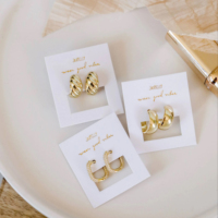 Cartes de présentation de bijoux personnalisées avec logo, pour colliers et boucles d'oreilles, avec trou, étiquettes d'emballage cadeau, cartes laminées