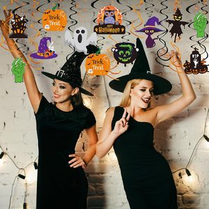 Guirlandes suspendues d'Halloween, serpentins en aluminium avec motifs fantôme, citrouille et sorcière pour fête d'Halloween - Product Image 4