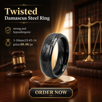 Bague TIZTI 7 mm étanche, tendance, plaquée noire, dôme, pour homme, alliance en acier Damas à grain de bois