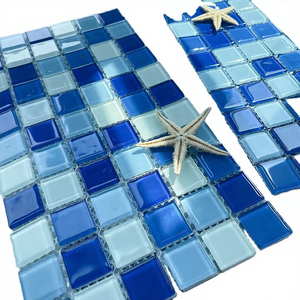 蓝鲸光面酒店用方形混色蓝色泳池水晶马赛克玻璃砖，适用于浴室和别墅现代设计 - Product Image 4