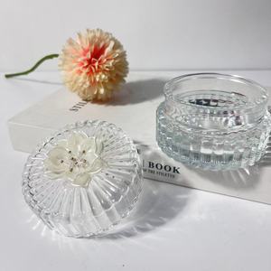 Pot de rangement en verre cristal de style nordique <span class=keywords><strong>Hyundai</strong></span> avec couvercle transparent pour bonbons, bougies d'aromathérapie, bijoux, cendrier, décoration intérieure - Product Image 3