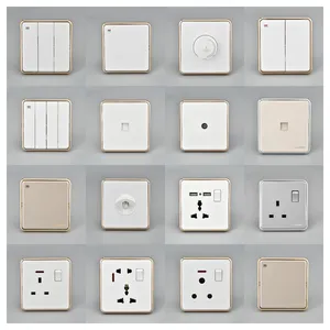 KLASS factory wholesale luxury modern PC panel 220v european gloden silver white grey electrical wall switches and socket