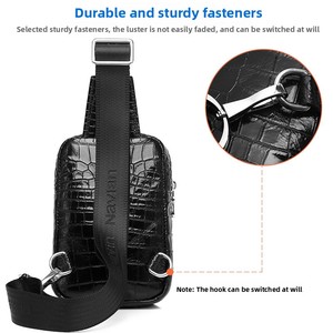 Bolso de Pecho para <span class=keywords><strong>Hombre</strong></span> en Piel de Vacuno con Imitación de Piel de Cocodrilo, Bolsillo Vertical para Teléfono Móvil, Bolso Bandolera Casual de un Solo Hombro - Product Image 3