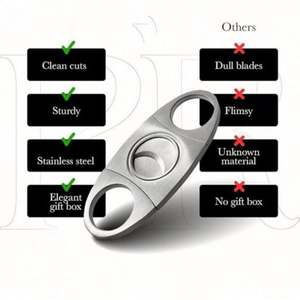 Coupe-cigares personnalisés en acier inoxydable, durables, pliables, modernes, avec logo, vente en gros, accessoires de cigares de haute qualité, double lame - Product Image 4