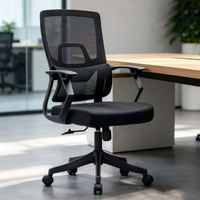 Chaise de bureau à assise large avec revêtement en maille, dossier haut, support lombaire réglable, accoudoirs rembourrés, chaise de bureau durable