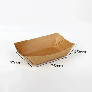 Ready Bulk Fried Chicken Snack Salad Oil-proof Kraft Paper Plate Food Grade Disposable Paper Food Boat Tray