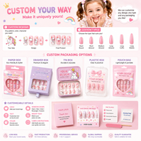 E&A Wholesale – Nouveaux faux ongles autocollants 3D mignons pour enfants, motif dessin animé, haute qualité, taille petite, marque privée