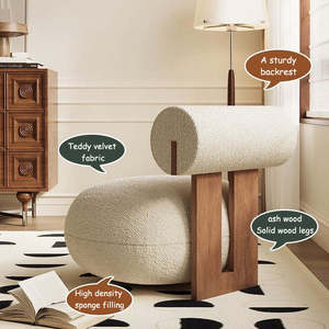 Sillón de Madera de Fresno de Diseño Nórdico, Sofá Moderno Acolchado para el Hogar, Oficina, Vestíbulo de Hotel, Sala de Estar con Detalles en Terciopelo - Product Image 4