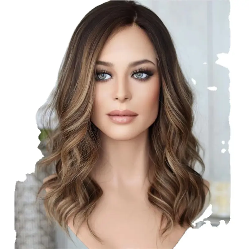 Brown Balayage 100% European Virgin Silk Top Human Hair Toppers With Wefted Back 6x7 7x9 Clip In Hair Pieces For White Women