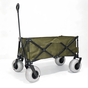รถเข็นพับได้ขนาดใหญ่ ล้อลม สำหรับทราย ดิน ใช้งานกลางแจ้ง เหมาะสำหรับชายหาดและพื้นที่ตั้งแคมป์ - Product Image 1