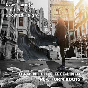 Leisure Hidden <b>Heel</b> Midi <b>Platform</b> for Boots Women New Autumn Winter Fleece-Lined Two Layer Cowhide Flat Rubber Insole - Product Image 2