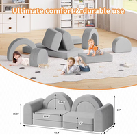 Ensemble de canapé-lit modulaire pour enfants, canapé-lit en mousse extensible, canapé de jeu pour salle de jeux, construction de fort pour tout-petits