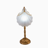 Lampe de chevet romantique avec base en laiton pour la chambre à coucher et la décoration de la maison, lampe de table vintage française en coquille de nacre