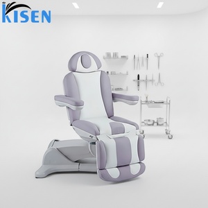 Fauteuil de beauté Kisen gris et blanc, lit de salon, chaise de tatouage, design de luxe, lit pour extensions de cils, réglable électriquement, mobilier personnalisé - Product Image 1