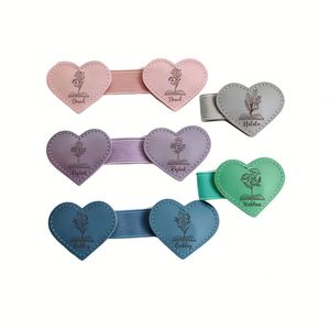 Marcapáginas Magnético de Cuero Grabado Personalizado, con Nombre en Forma de Corazón, Reutilizable, Estilo Clip, para Lectores Ávidos, Estudiantes y Clubes de Lectura - Product Image 1