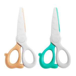 Children Safety Scissors 130mm Plastic Handle Round Tip For Kids Paper Craft 4-6Y White Orange Blue - Product Image 3