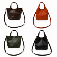 Sac seau tendance en cuir de vachette pleine fleur huilé et ciré à bandoulière unique pour femme, fournisseur ODM OEM personnalisé, vente en gros