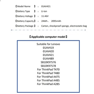 Batería Original para Portátil T470 <span class=keywords><strong>T480</strong></span> 01AV420/419/421/489 A285A475 SB10K97578 - Product Image 4