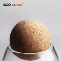 IKOO-tarro de vidrio transparente con tapa de bola de corcho, bote transparente hermético, moderno, paquete de 3 uds.