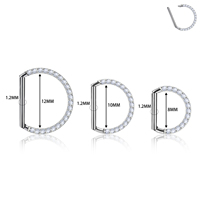 Anneau de nez en titane G23 16G, anneau de septum, anneau de visage avant, incrustation de zircon, cartilage, hélix, boucle d'oreille, clicker, daith, nouveau bijou de piercing corporel