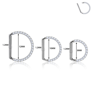 Anillo de Titanio G23 de 16G para Nariz y Septum, con Incrustaciones de Circonita en la Parte Frontal, Pendiente de Cartílago Helix, Clicker Daith, Nueva Joyería para Piercing Corporal - Product Image 2