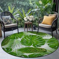 Tapis rond à motif de feuilles de Monstera tropicales vibrantes, lavable en machine, 100% polyester, pour une utilisation en intérieur et en extérieur