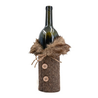 Nouvelle housse de bouteille de vin de Noël transfrontalière, ensemble de décoration de bouteille de vin en peluche à carreaux, décoration de table festive, lot mixte