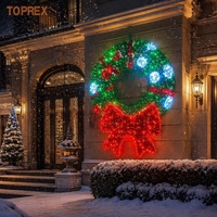 Guirlande de Noël géante TOPREX 140 cm 3D avec nœud rouge, étanche IP65, illuminée par LED, pour la décoration de portes et murs de villas – Expert