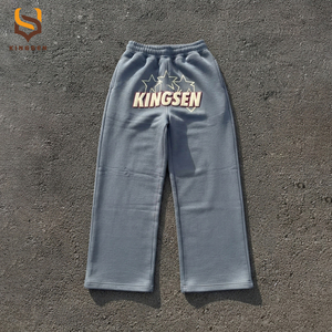Sudadera con capucha y cremallera con logo de estrella estampado personalizado y joggers de pierna ancha, conjunto de sudadera para hombre personalizado al por mayor para proveedores - Product Image 3