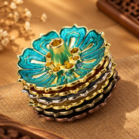 Porte-encens en alliage électroplaqué en forme de lotus avec bâton de reflux et support pour encens en tour, pour la décoration de la maison de style chinois