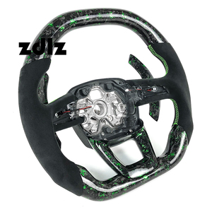 Volante de Fibra de Carbono Forjado Verde para <span class=keywords><strong>Audi</strong></span> Q3 <span class=keywords><strong>Q5</strong></span> Q7 Q8 <span class=keywords><strong>RS</strong></span> Q3 <span class=keywords><strong>Q5</strong></span> 2012-2023 con Levas de Cambio, Compatible con Personalización - Product Image 2